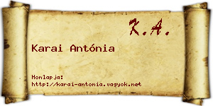 Karai Antónia névjegykártya